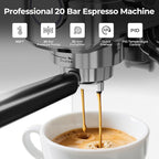 20 Bar Espresso Machine, Compact Espresso Coffee Maker with Milk Frother for Latte/Cappuccino, Auto Clean/34oz Removable Tank/Auto Shut-Off, Espresso Maker for Home/Office, Stainless Steel
