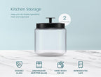 KooK Glass Kitchen Canister Set, Food & Storage Containers for Pantry, Bathroom Apothecary Jars, Tinplate tight Lids, Counter Organizers, 50 oz, Black, Set of 2