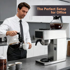 VONCI 1610W Commercial Coffee Maker, 12 Cup Drip Coffee Machine, 2 Glass Carafes and 2 Warmers, Stainless Steel Housing & Funnel, Industrial Coffee Maker for Offices, Hotels, Home