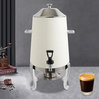 Coffee Urn with Fuel Holder 3.5 Gal/13L, Stainless Steel Beverage Dispenser Hot Drink Dispenser with Stand, Tea Water Coffee Chafer Urn for Parties Buffet Catering Commercial Home (Silver, White)