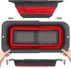 ROTTOGOON 7Qt Collapsible Colander Strainer, Expandable Over the Sink Colander, Adjustable Silicone Kitchen Sink Strainer, Foldable Large Colanders Basket to Wash Vegetable, Fruit, 15" to 19.9", Red