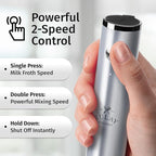 Zulay Kitchen Lux Rechargeable Milk Frother Handheld - Powerful 2-Speed Motor, Fully Waterproof, 2000mAh Battery - Drink Mixer For Latte, Cappuccino, Matcha, Protein Powder - Silver