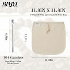 Reusable Cold Brew Bags & Cold Brew Coffee Bags Reusable - for Toddy Systems |11.8 inch Large 100% Natural Organic Cotton Cold Brew Filter Bags 2-Pack + 2 Bonus 304 Silver Spoons