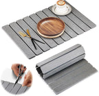 Large Stone Drying Mat for Kitchen Counter, Collapsible Quick Dry Stone Bath Mats for Bathroom, Ultra Absorbent Diatomaceous Earth Dish Mat for Dishes Cups Cookware Countertop, 23.23'' x 15.4'', Grey