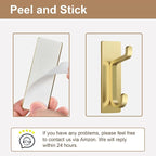 pickpiff 12 Pack Wall Hooks for Coat and Towel: 13LB Adhesive Door Hanger Stick on, Gold