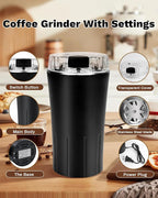 One Touch Coffee Grinder Electric 300W - Heavy-Duty Stainless Steel Blades Small Grinder for Spices & Coffee Beans for Home Use, With 50g Capacity, Ideal for Espresso & French Press