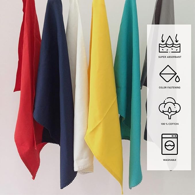 Kitchen Towels Dish Towels for Kitchen Tea Towels for Kitchen Bar Towels for Cloth Towels dishcloths - Solid 18"x28" Pack of 6 (Assorted (1), Pack of 6)