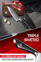 KIMROSE Damascus Chef Knife - 8 inch - High-Carbon Alloy Steel - G10 Handle - Magnetic Sheath - Razor Sharp Kitchen Knife - 10Cr15CoMoV Cutting Core - Gift Box