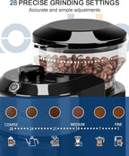 Lonkion Burr Coffee Grinder Electric - Adjustable Burr Grinder with 28 Precise Grind Settings for 12 Cups - Coffee Grinders for Home Use - Professional Coffee Bean Grinder - Stainless Steel