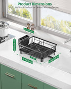 Dish Drying Rack for Kitchen Counter, Stainless Steel Drainer Anti Rust, Smart Drainage System Drainboard with Detachable Cutlery Holder, Handwash Dish Helper for Home, Apartment Space Saving
