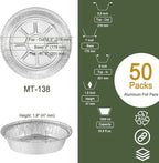 7" Aluminum Foil Pans without Lids 50 Pack of 22.3 oz,Heavy Duty Disposable Containers for Roasting,Storing,Baking,Cooking, Deep Dish Pie Pans, Recyclable