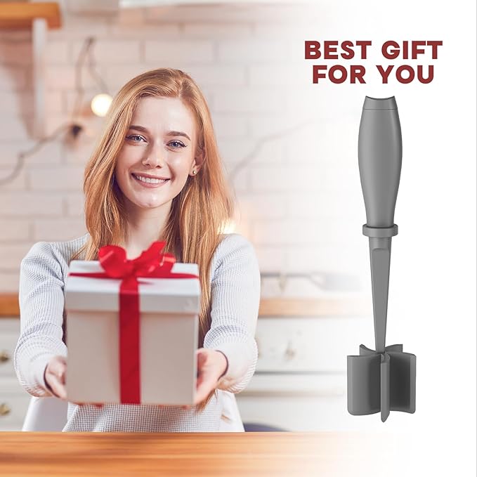 2 Pcs Meat Chopper, Hamburger Grinder, Premium Heat Resistant Smasher for Ground Beef, Burger Grinder Nylon Potato Mix Tool-Black-Grey