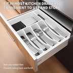 53PCS Silverware Set for 8 with Flatware Drawer Organizer, Stainless Steel Cutlery Set with Steak Knives, Include Spoons and Forks Set & Serving Utensils, Mirror Polished, Silver