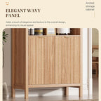 71" Tall Arched Kitchen Pantry,Modern Fluted Wood Storage Cabinet with Doors,Adjustable Shelves,Organizer, Versatile Cupboard for Kitchen,Living Room,Dining Room,Bathroom,Oak1