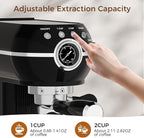 Expressions 20 Bar Espresso Machine with Milk Frother, Coffee Maker for Latte and Cappuccino, Removable Water Tank (Glossy drak)
