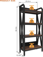 KEIKI 4-Tier Kitchen Bakers Rack with Storage, 55'' Bookcase Shelf Adjustable Shelves Freestanding, Microwave Stand, Bakers Rack for Kitchen, Garage, Pantry, Bathroom
