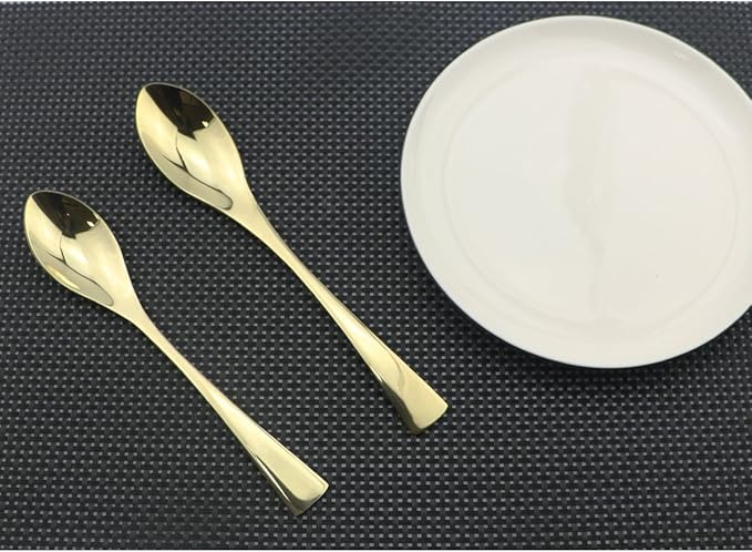 Flatware Set 18/10 Stainless Steel Mirror Polished Champagne gold Cutlery - Silverware Utensil Set of Steak Knife Dinner Fork Knife Spoon Salad Fork Dessert Spoon,24 Piece Service for 4