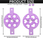7-Cavity Pancake Maker Mold,Silicone Egg Ring Maker for Nonstick Cooking - Create Fun Shape Breakfast for Kids, Easy to Use with Handle for Microwave, Oven
