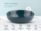 KooK Pasta Bowl, Salad Bowls, Soup, Serving Bowls, Ceramic, Large Capacity, Microwave & Dishwasher Safe, Set of 4, 40 Oz,(Dark Teal)