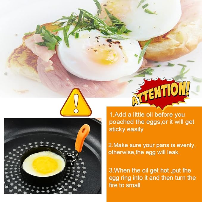 Pancake Ring for Griddle,2 Packs 6 Inch Non-stick Stainless Steel Pancake Rings Omelette Ring,6" Muffin Ring Pancakes Maker Crumpet Ring Fried Egg Ring Pancake Shaper Circle with Silicone Handle