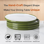 AmorArc Ceramic Dinner Plates Set of 6,10.25 inch Large Stoneware plates for Kitchen, Microwave&Dishwasher Safe,Scratch Resistant-Green