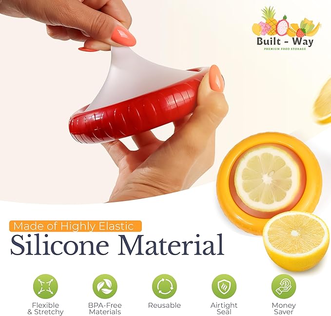 Fruit Storage Containers for Fridge | Fruit Vegetable Storage & Produce Storage | Space-Saving Produce Containers for Fridge (Yellow/Red/Green/Orange)