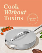 Caraway Nonstick Ceramic Sauté Pan with Lid (4.5 qt, 11.8") - Non Toxic, PTFE & PFOA Free - Oven Safe & Compatible with All Stovetops (Gas, Electric & Induction) - Gray