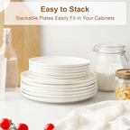 Jassceram 10.5 Inch White Dinner Plates Set of 6, Ceramic Round Plates for Kitchen or Restaurant, Salad Plates Modern Dish Set - Microwave, Oven and Dishwasher Safe, Scratch Resistant and Lead-free