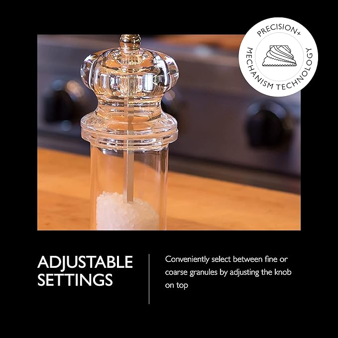 COLE & MASON 505 Salt Grinder - Clear Acrylic Mill Includes Precision Mechanism and Premium Sea Salt