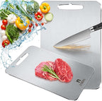 Pure Titanium Cutting Board, Stainless Cutting Boards for Kitchen, Double-Sided Food Grade Chopping for Meat, Vegetable & Fruit (9 * 13)