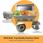 Chafing Dishes for Buffet 4 Pack,Festa Essential 8QT Elegant Gold&Silver Stainless Steel Rectangular Catering Chafers Food Warmer with Full,Half,1/3 Food Pan,Fuel Holder,Foldable Frame For Any Party