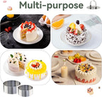 Uncle Jack 8 Pieces Round Cake Ring Molds, Cake Ring Mold Set, with Pusher, for Kitchen Tools, Baking Pastry (Include 8 Rings and 2 Pushers)