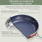 Nuwave Healthy Duralon Blue Ceramic Nonstick Coated 7pc Cookware Set, Scratch-Resistant Diamond Infused, PFAS Free, Induction Ready & Evenly Heats, Oven Safe, Tempered Glass Lids