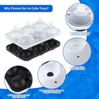 6 Chamber 2.2" 3D Round Ball Ice Cube Tray With Funnel,Large Circle Ice Ball Maker Mold Silicone Fun Shapes Bourbon Sphere Ice Cube Molds,For Chilling Whiskey,Cocktails,Bourbon,Brandy and Beverages