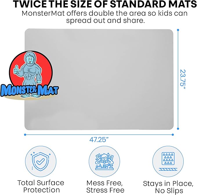 Extra Large Silicone Craft Mat 48x24 Inch – Heat Resistant Table Protector, Non-Slip Surface for Painting, DIY, Clay, Bakin, Easy Clean, Rolls Up – Use as Floor or Cutting Mat by MonsterMat