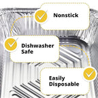 IDL Packaging Half-Size Aluminum Steam Table Pans - Deep, 13" x 11" x 3" (Pack of 25) - Disposable Foil Pan for Grilling, Roasting, BBQ, Cooking, Baking, Freezing