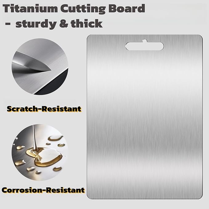 Titanium Cutting Board Pure Cutting Board for Kitchen Food-Grade Chopping Board for Meat, Vegetables & Fruits, Suitable For Kitchen & Outdoor Camping