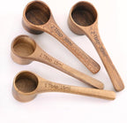 4PCS Wooden Measuring Scoops Acacia Wooden Scoops For Jars Small Wood Scoop For Coffee Measuring Spoons Wood Scoop For Containers Daily Powder Salt Bath Soap Scooper Acacia(30ml&15ml)