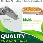 32oz Large Rectangle Paper Bowls [100-Pack], Heavy Duty Disposable Bowls Perfect for for Taco Salad, Burrito, Nacho, Pasta, Compostable Bowls for Party