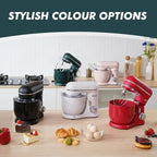 Kitchen in the Box Stand Mixer, 3.5QT Two Bowls Small Kitchen Electric Mixer, 10-Speed Portable Lightweight with Matte Finish, Egg Whisk, Dough Hook, Beater (Turquoise Green, 3.5QT)