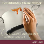 Anolon Achieve Hard Anodized Nonstick Saucepot with Lid, 4 Quart, Cream