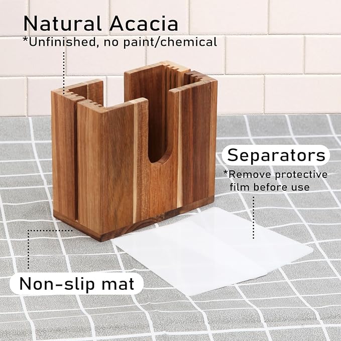 Large Adjustable Bagel Slicer Holder (Upgraded) – Acacia Wood Bread Cutter for different sizes Bagels, Buns, English Muffins – Non-Slip Base, Easy Storage (Large)