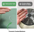 Redchef Nonstick Frying Pan Skillet, Ceramic Non-Stick Saute Pans, 9.5 inch Cooking Fry Pan with Stay Cool Handle, All Stovetops, Dishwasher/Oven Safe, PFAS-Free, Non Toxic (Green)