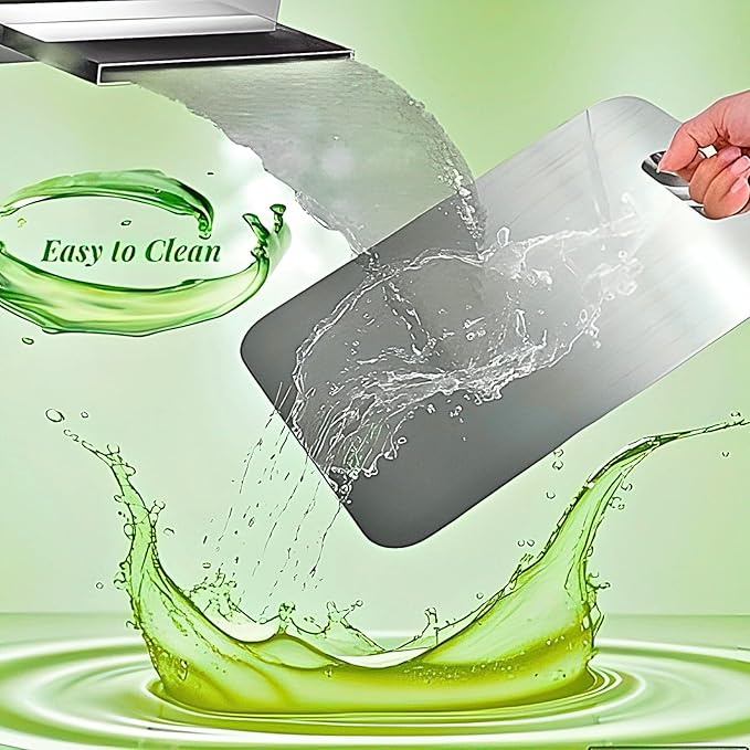 Titanium Cutting Board for Kitchen, Double Sided Food-Grade Stainless Steel Cutting Boards, Durable Rust Resistant & Dishwasher Safe, With Hook, (Size, 13.18" L x 9" W)