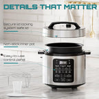 OLIXIS Electric Pressure Cooker 6 Quart Stainless Steel Multi Cooker Electric for Pressure 12-in-1 Rice, Steamer, Yogurt Maker, Slow Cook,Meat Stew, Cake, Porridge, Multigrain