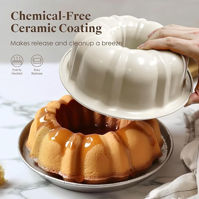 VONIKI Ceramic Baking Pans Set, 7 PCS Nonstick Bakeware Sets Baking Sheets For Oven Baking Set With Cookie Sheet, Cake Pan, Loaf Pan, Muffin Pan, Roaster Pan, Cooling Rack - Nontoxic Baking Supplies