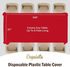 Party Solids 12-Pack Premium Plastic Tablecloth 54in. x 108in. Rectangle Table Cover - Red