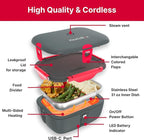 Go Cordless Electric Lunch Box 100W | Rechargeable Self Heating Container | App Control | 3.9 cups Battery Operated Food Warmer for Adults | Car, Truck, Office, Travel | 5V,12V,24V,110V