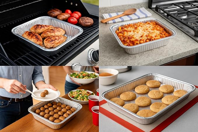 Ruthy's Outlet Disposable Aluminum Foil Pans, Half Size Steam Table Deep, 30 Pack, Silver, 2.5 Inches Deep (100 Pack)