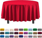 12-Pack Premium Plastic Tablecloth 84in. Round Table Cover - Red